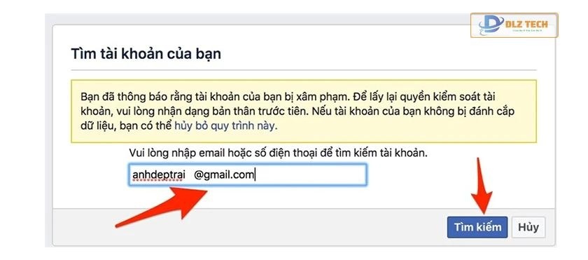 Lấy lại tài khoản Facebook bị hack bằng gmail, số điện thoại