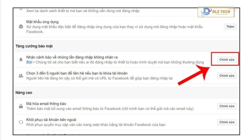 Tạo cảnh báo đăng nhập Facebook