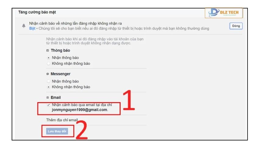Tạo cảnh báo đăng nhập Facebook