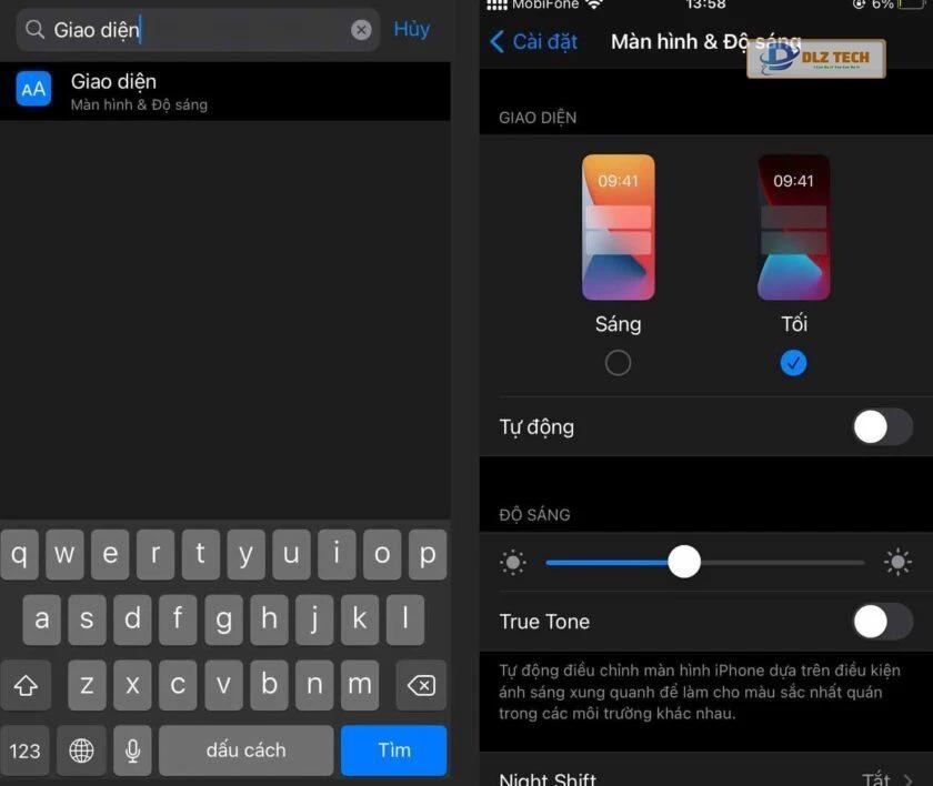 bật dark mode facebook ios