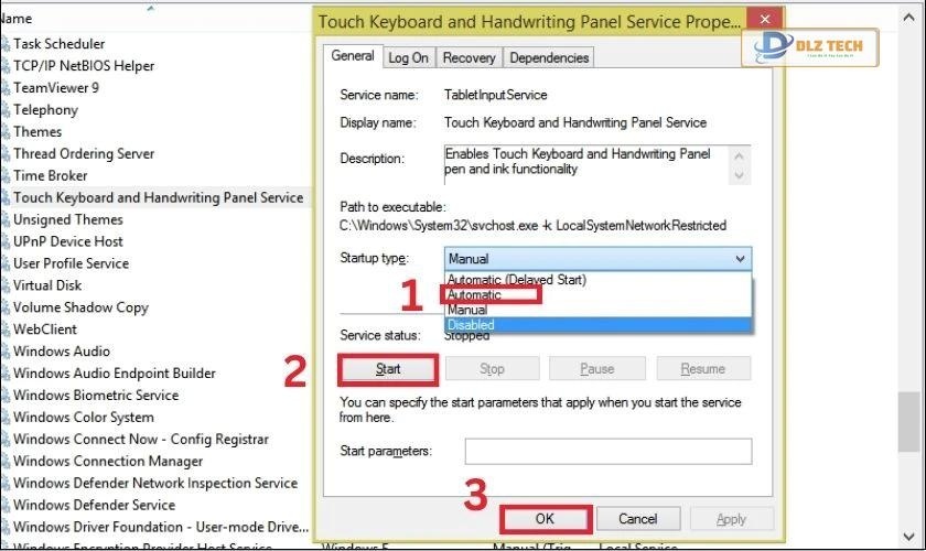 Chọn Automatic để kích hoạt tự động chuột cảm ứng laptop