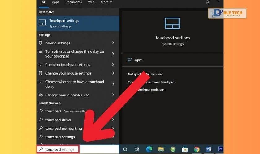 Bật chuột cảm ứng trên laptop bằng cách truy cập vào menu Start