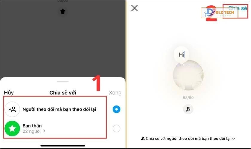 Nhấn Chia sẻ để hoàn thành ghi chú