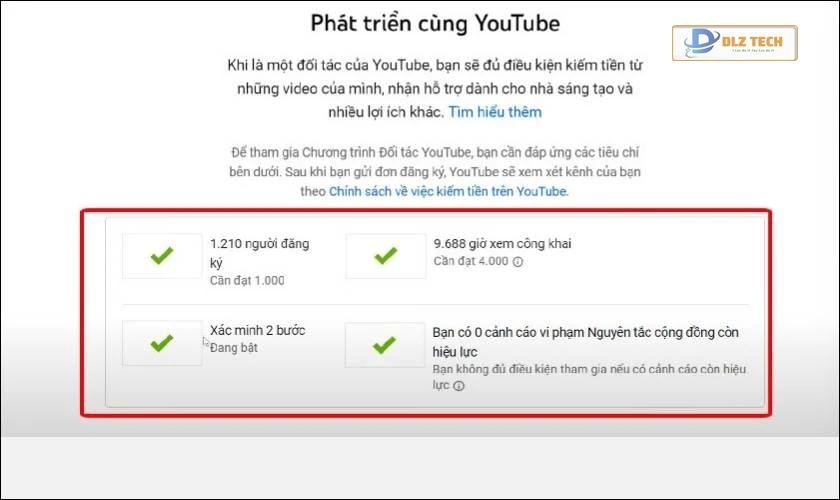điều kiện để khởi động tính năng kiếm tiền