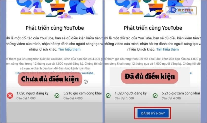 xét điều kiện bật kiếm tiền youtube trên điện thoại 