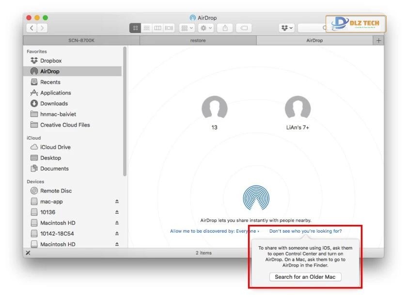 Xử lý bật Airdrop trên thiết bị Macbook không thành công