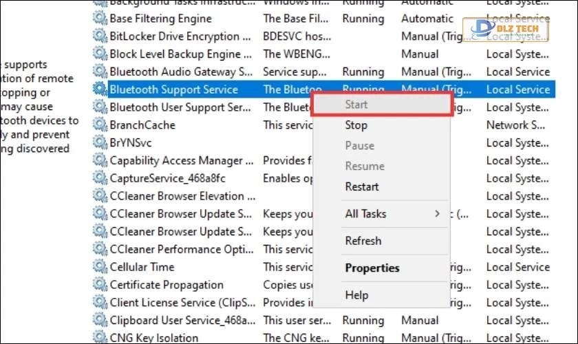 Khởi động lại Bluetooth