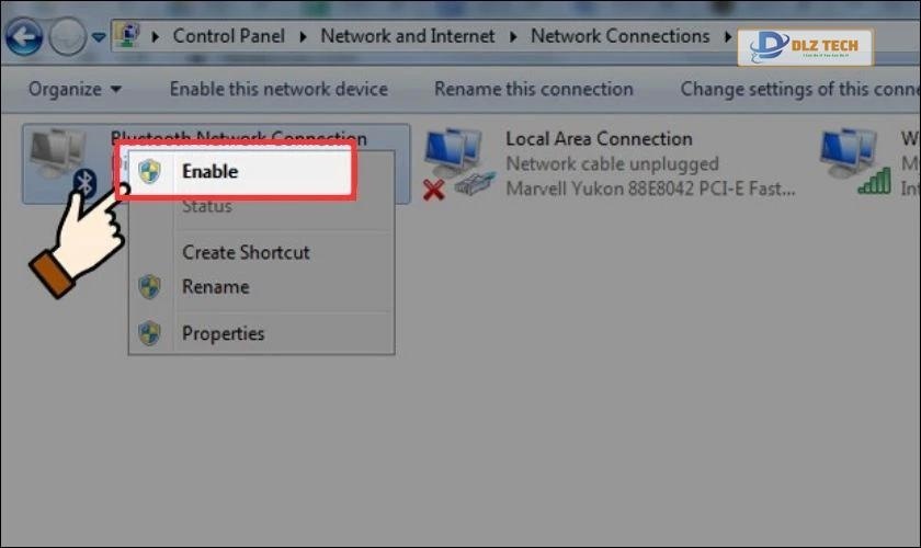 Chọn Enable để bật bluetooth