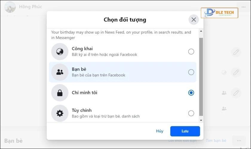 Có những chế độ thông báo sinh nhật nào trên Facebook?
