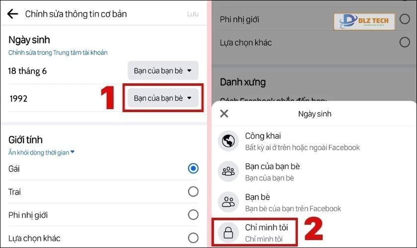 Thực hiện tương tự với năm sinh