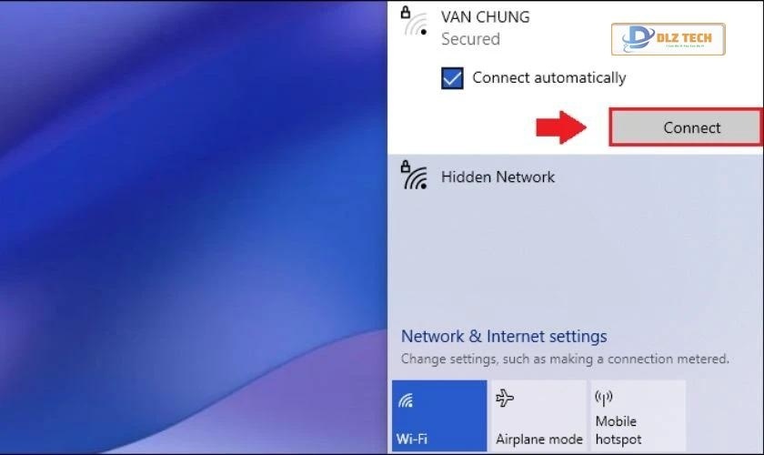 Chọn vào tên WiFi mình muốn kết nối và nhấn nút Connect.