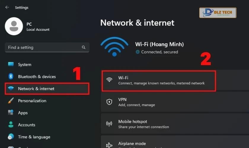 Hướng dẫn các bước thực hiện cách bật WiFi cho laptop bằng Settings