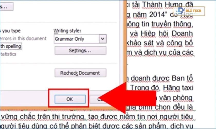 hoàn tất thiết lập trong Word