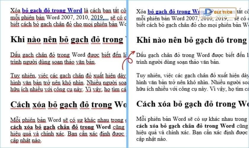 kết quả sau khi tắt kiểm tra chính tả trong word