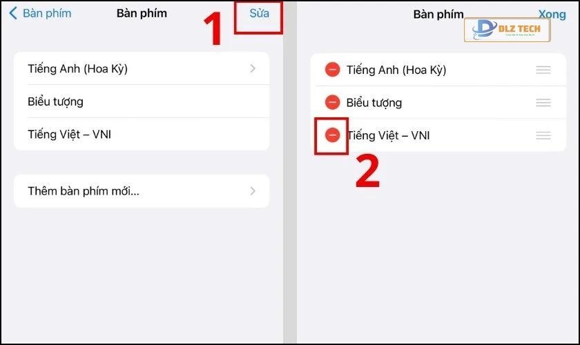 Bấm chọn mục Sửa ở góc phải màn hình