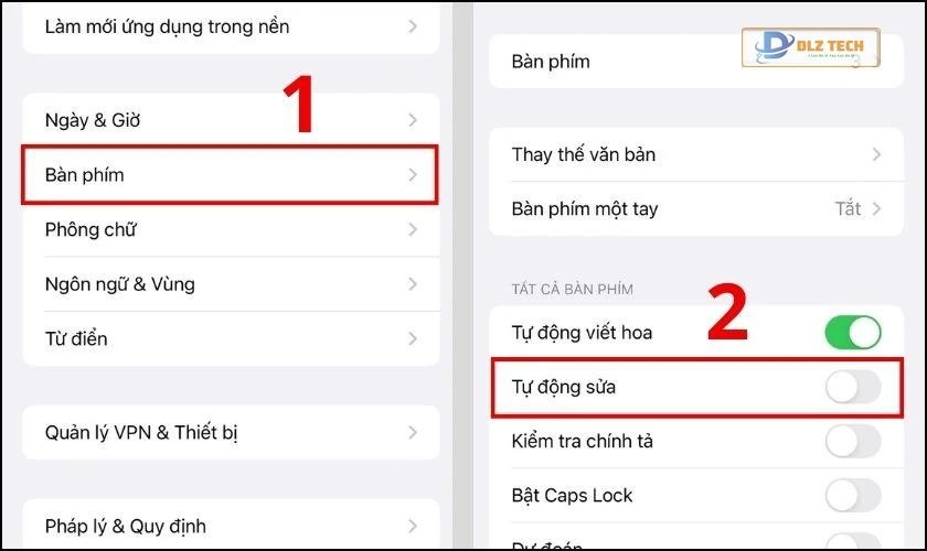 Tắt tự động sửa từ trên iPhone