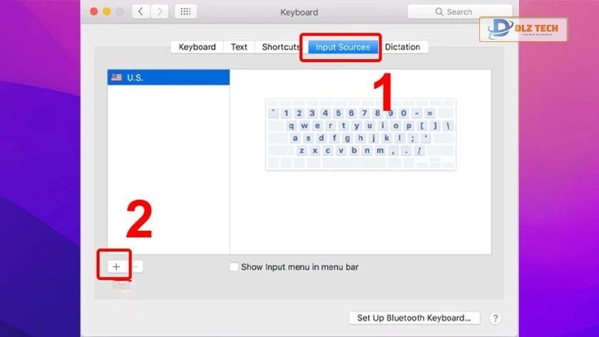 chọn input sources và hình dấu +