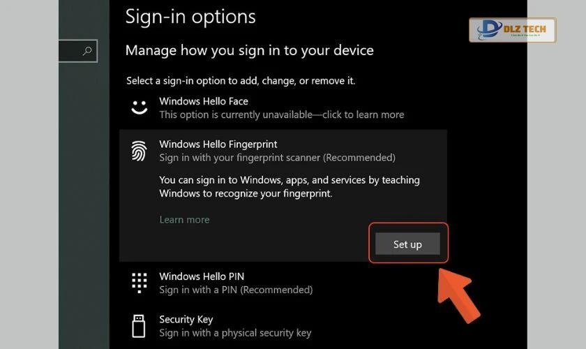 Cài đặt mật khẩu vân tay cho laptop 