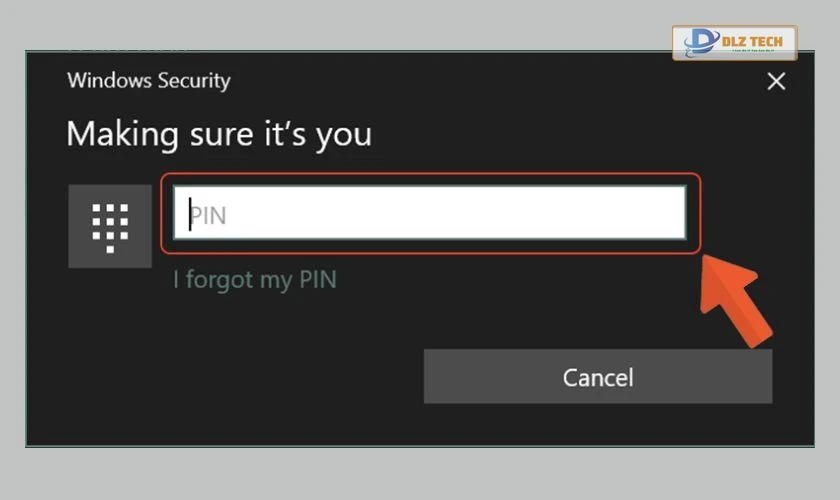 Nhập mã pin laptop trước khi cài vân tay 