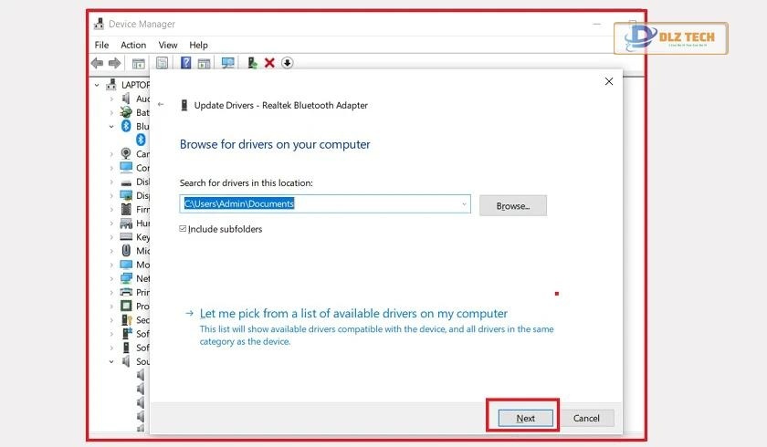 Click chọn driver thích hợp từ danh sách và nhấp vào Next