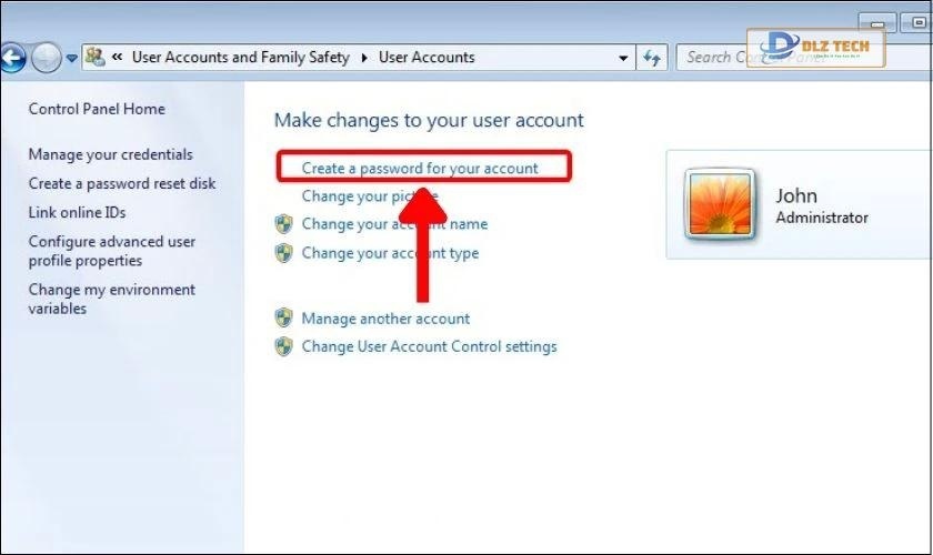 Sau đó bấm vào Create a password for your account