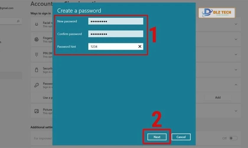Tiến hành nhập mật khẩu mới cho laptop Win 11