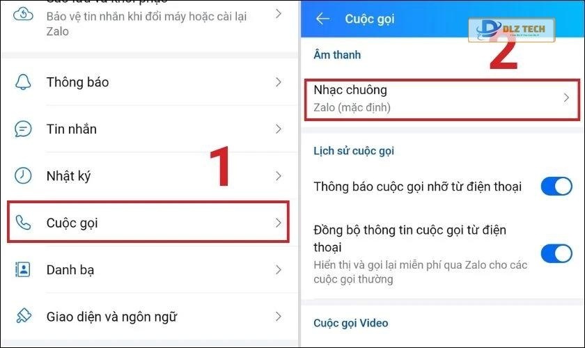 chọn cuộc gọi rối nhấn nhạc chuông