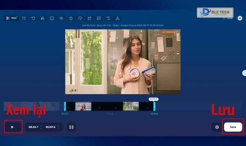 Cách xem lại trước khi tiến hành lưu video vừa cắt trên máy tính