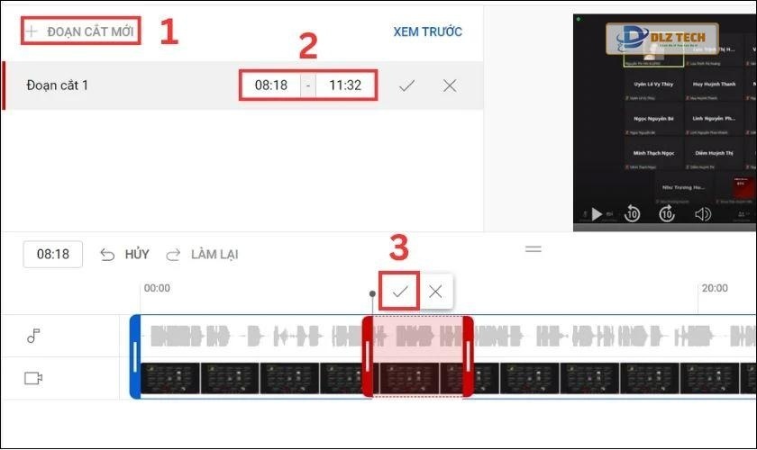 Bấm chọn Đoạn cắt mới