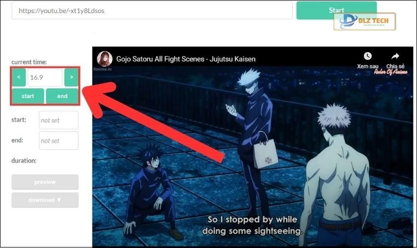 Chọn thời gian bắt đầu và kết thúc