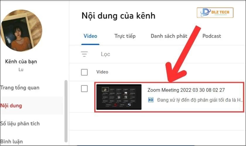 Chọn video cần cắt
