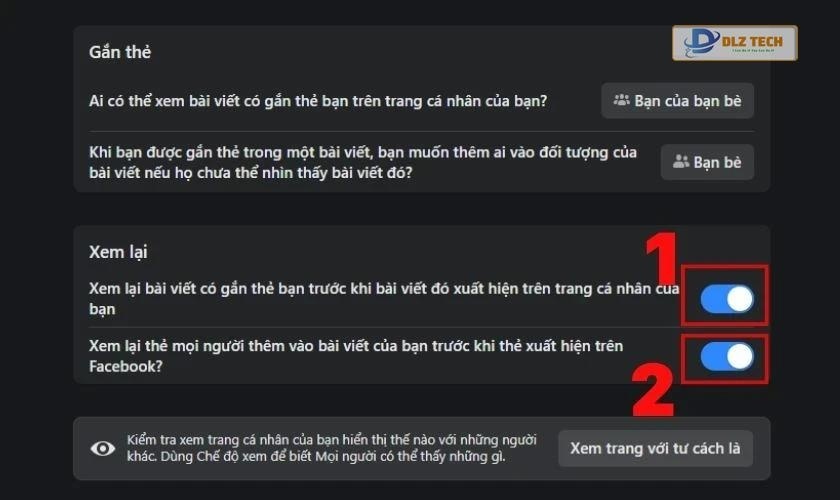 Hãy lướt xuống đến mục Xem lại