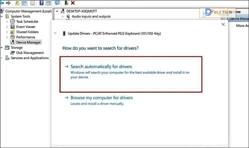 Chọn vào dòng chữ Search automatically for updated driver software