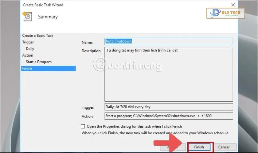 Nhấn Finish để hoàn tất 