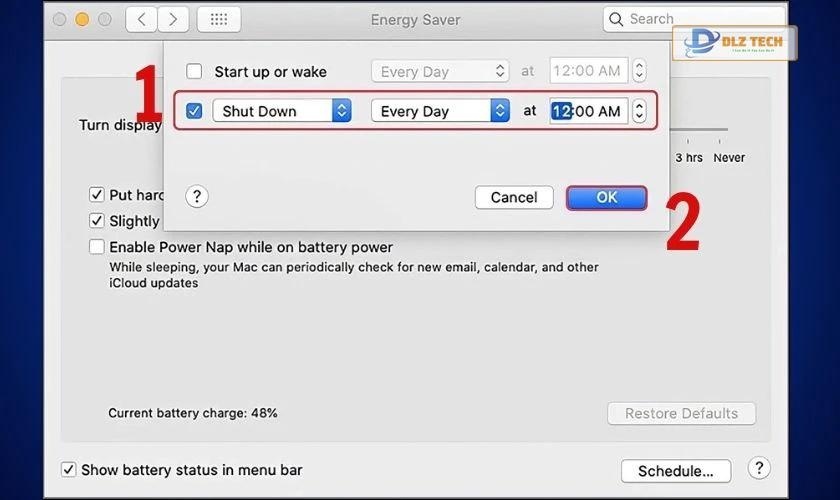 Nhấn ok để hoàn cài đặt thời gian tắt máy tính