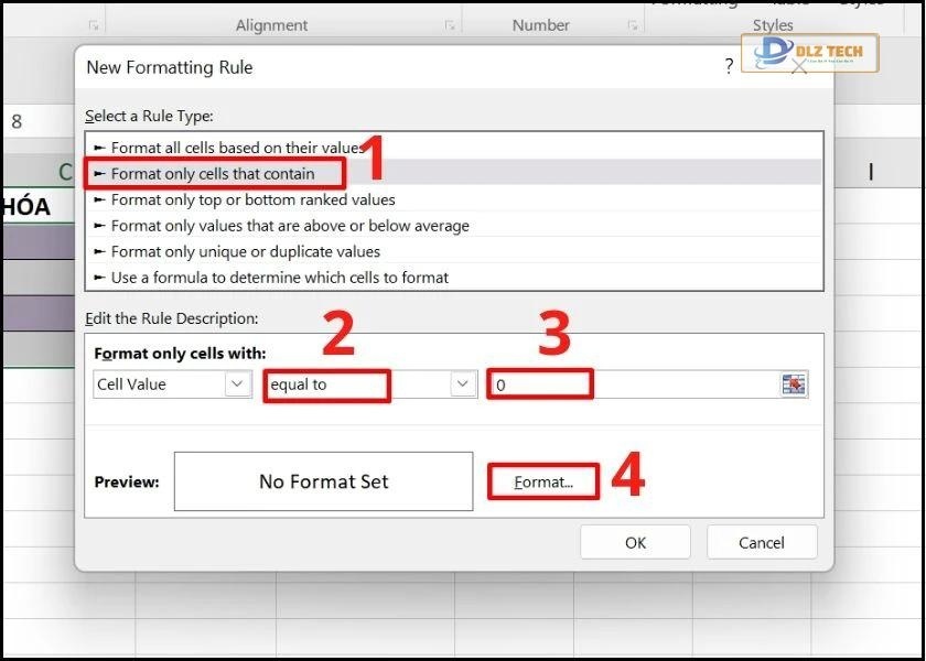 ẩn số 0 trong excel
