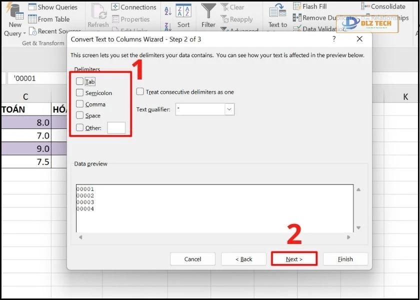 thực hiện các bước để bỏ số 0