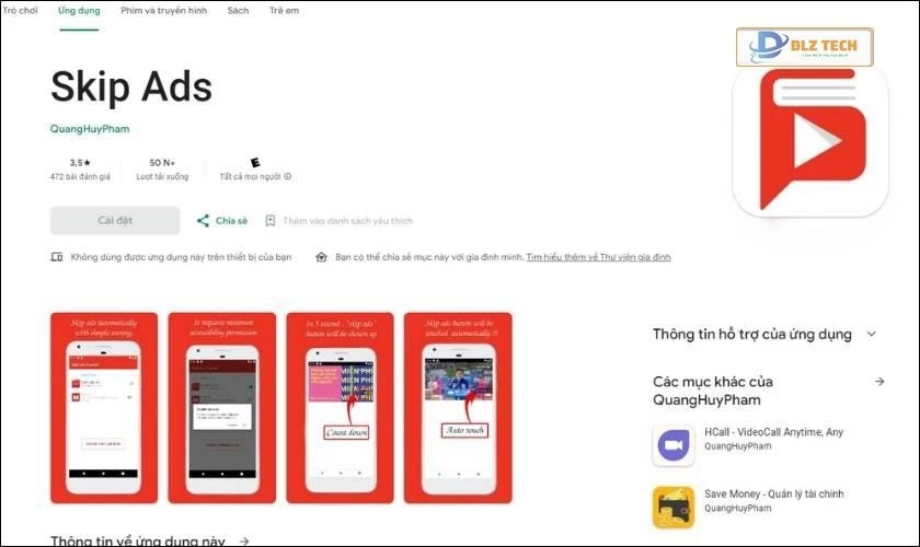 App Skip Ads chặn quảng cáo Youtube trên điện thoại