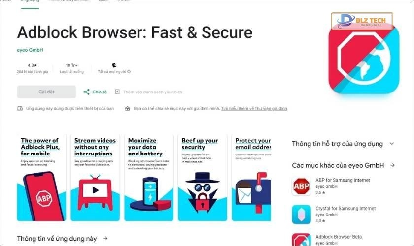 App Adblock Plus chặn quảng cáo Youtube trên điện thoại