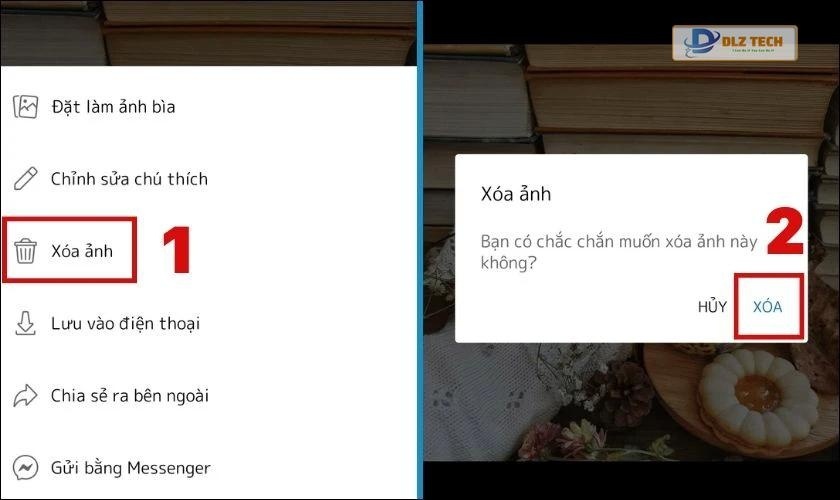 Nhấn vào Xóa ảnh và chọn Xóa để xác nhận thao tác