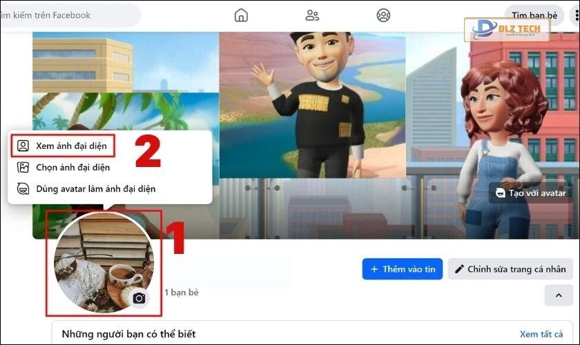 Nhấn vào biểu tượng Avatar cá nhân và chọn Xem ảnh đại diện