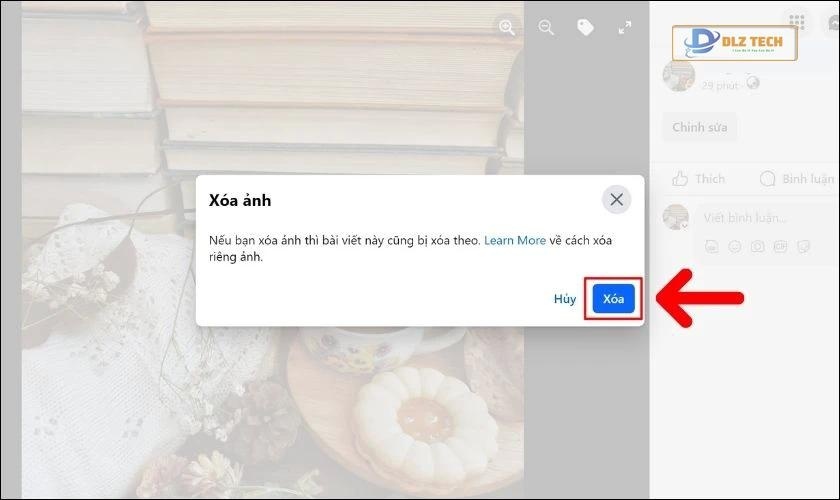 Chọn nút Xóa ảnh đại diện Facebook