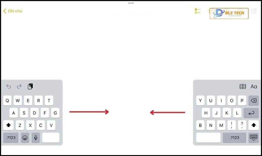 Dùng hai ngón tay kéo bàn phím