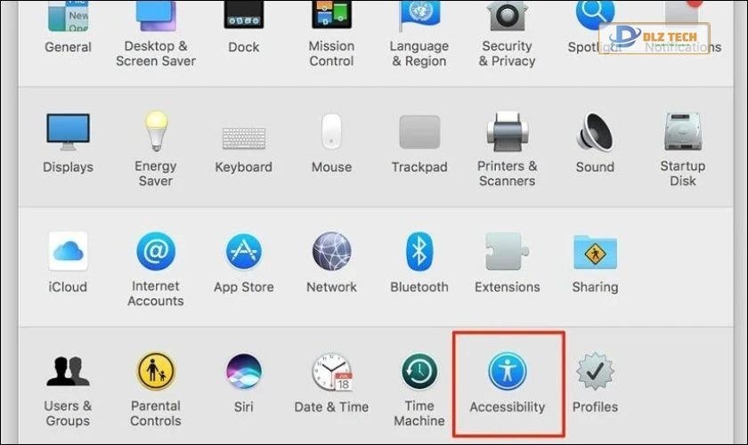 Trong giao diện System Preferences, bạn chọn Accessibility