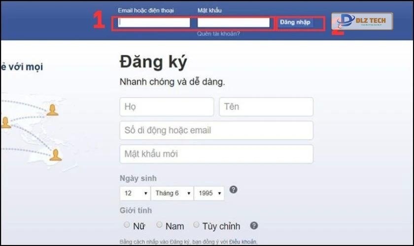 Sau đó đăng nhập tài khoản Facebook