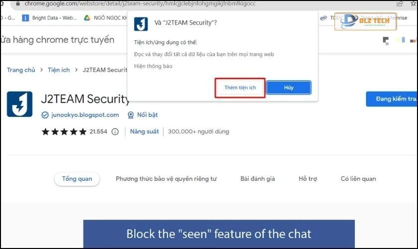 Nhấn vào nút Thêm vào tiện ích