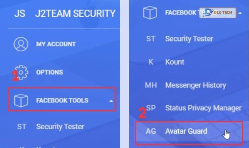 Chọn Facebook , chọn tiếp Avatar Guard