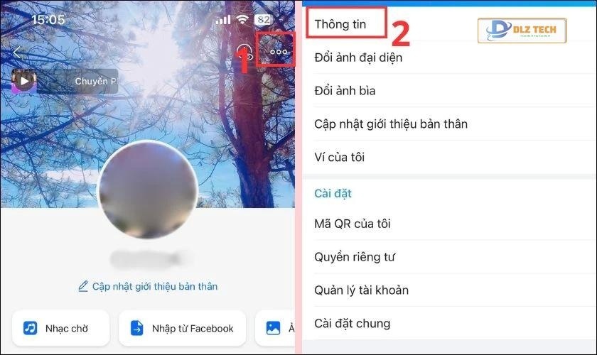 Chọn mục Thông tin để chỉnh sửa