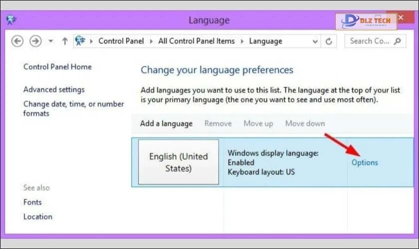 Xuất hiện cửa sổ mới, bạn chọn Options để thiết lập