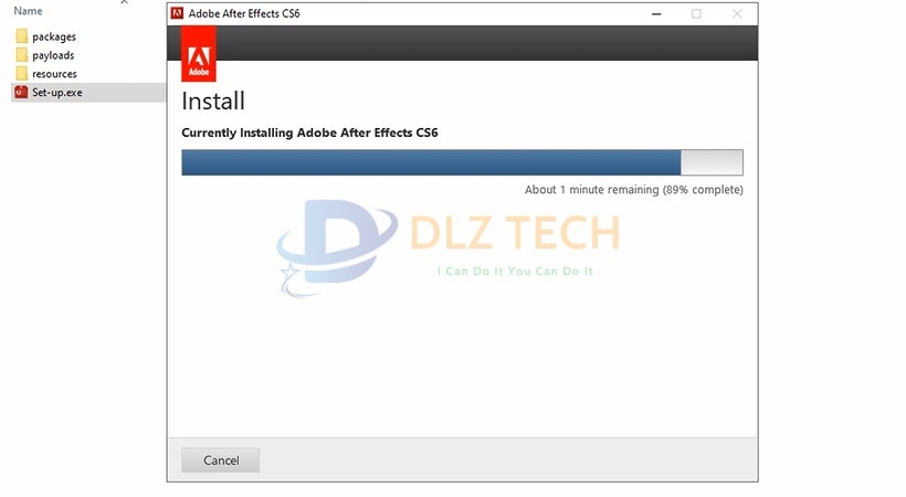 Đợi cài After Effects cs6 vào máy.